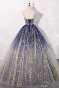 Unique tulle lace long prom gown, tulle evening dress