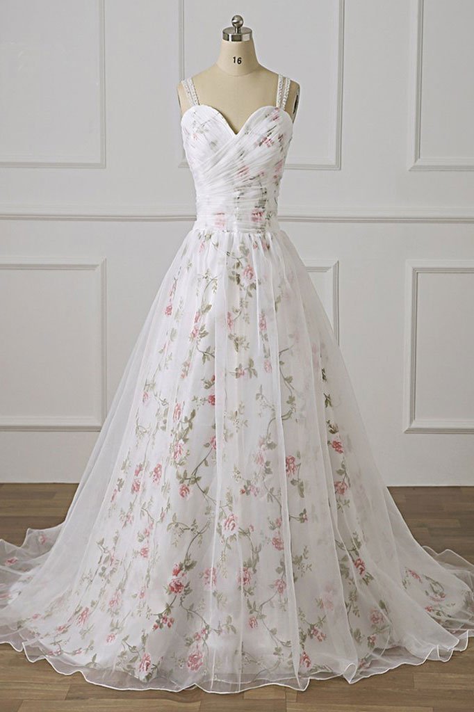 White tulle lace long prom dress white tulle formal dress