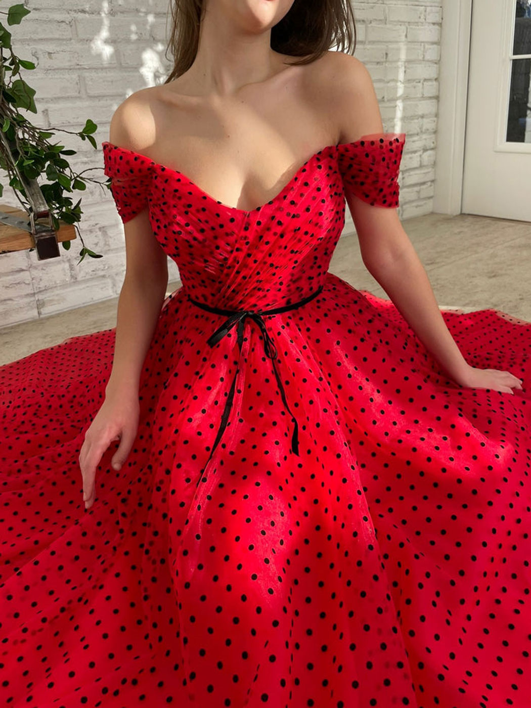 A line Off Shoulder Tulle Burgundy Prom Dresses, Tea Length Burgundy Homecoming Dresses