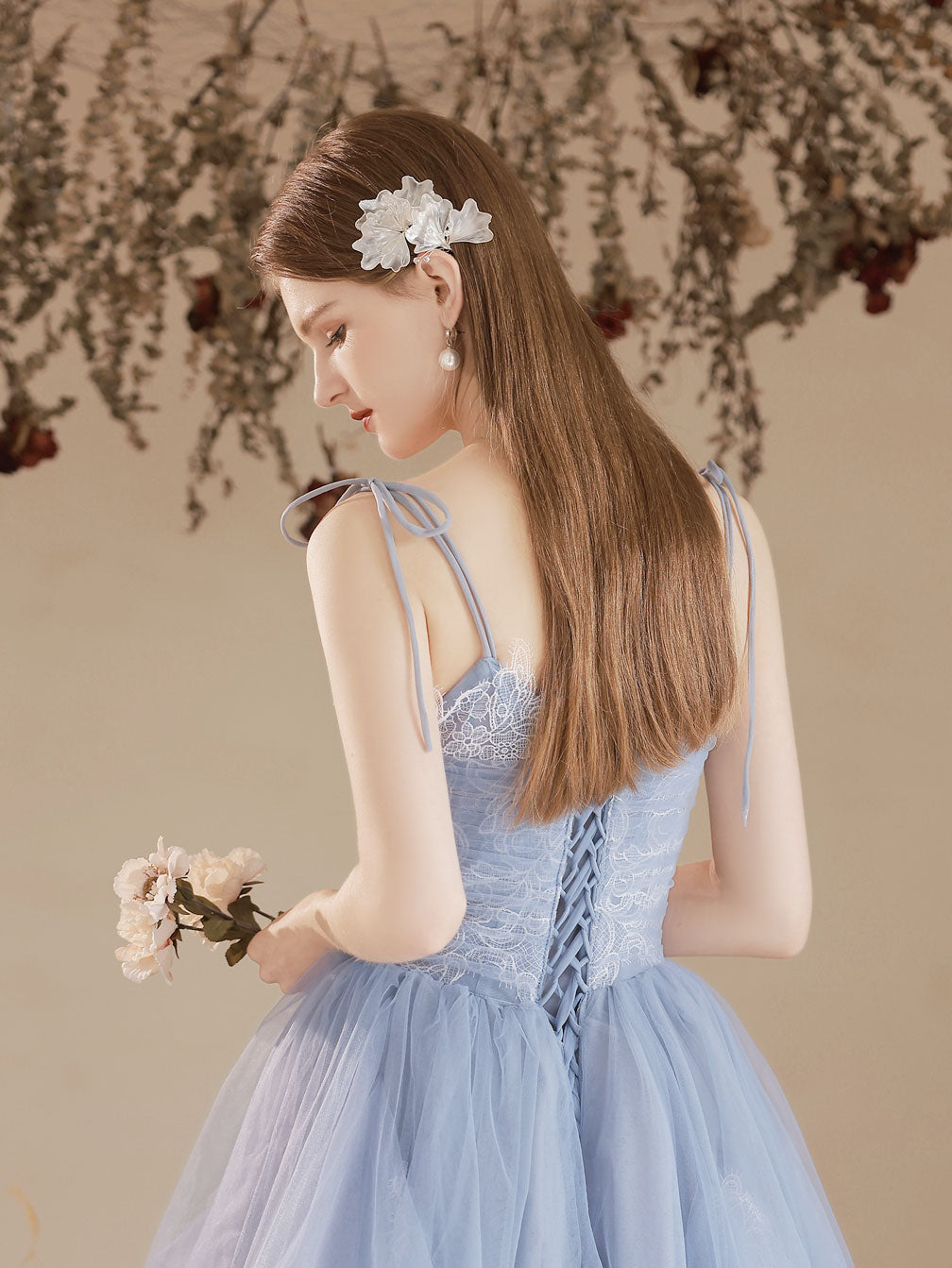 Blue Lace Formal Evening Dresses