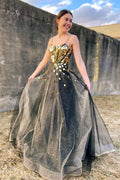 Unique sweetheart neck tulle long prom dress tulle formal dress