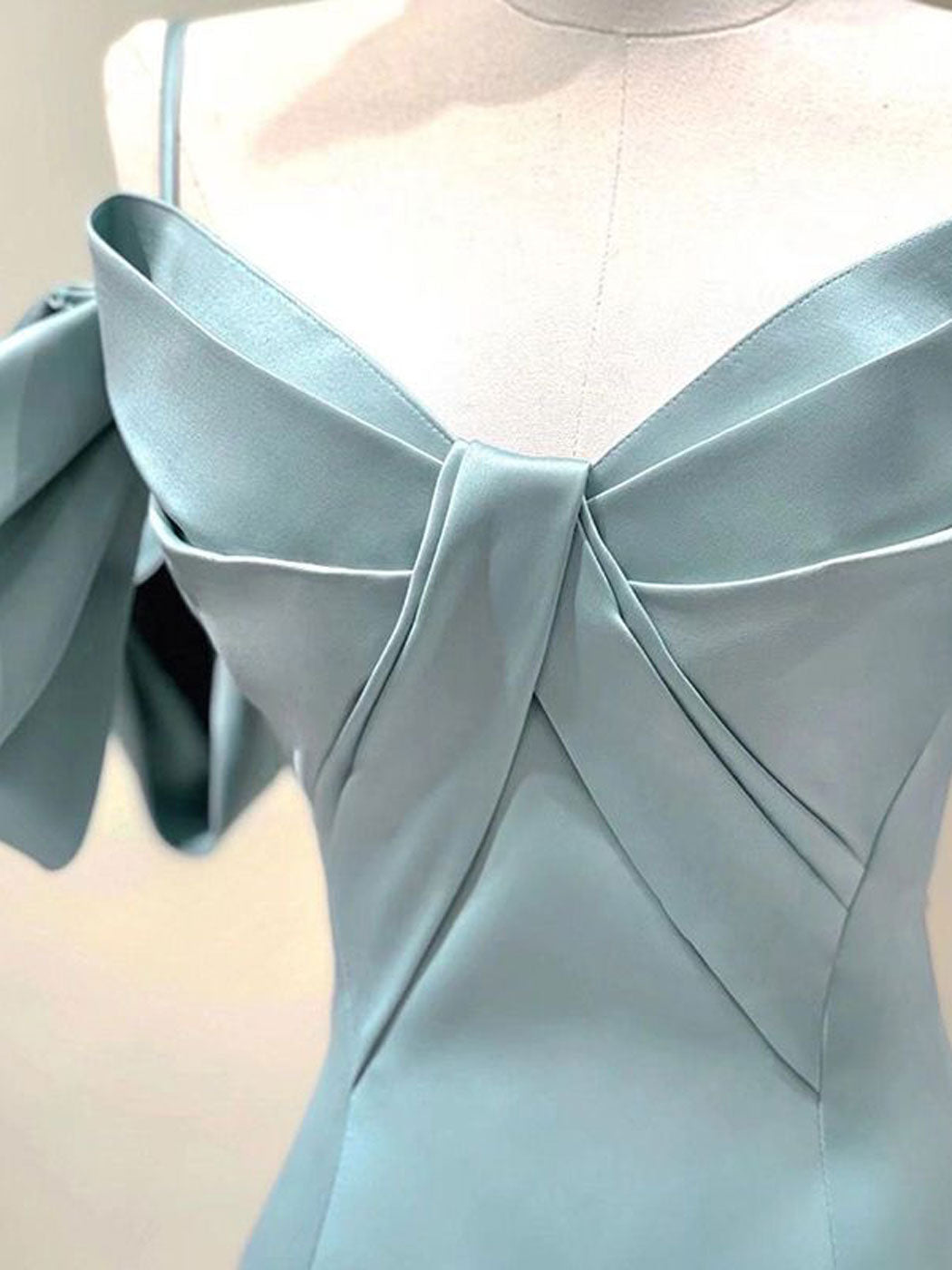 Blue Satin Long Formal Dresses