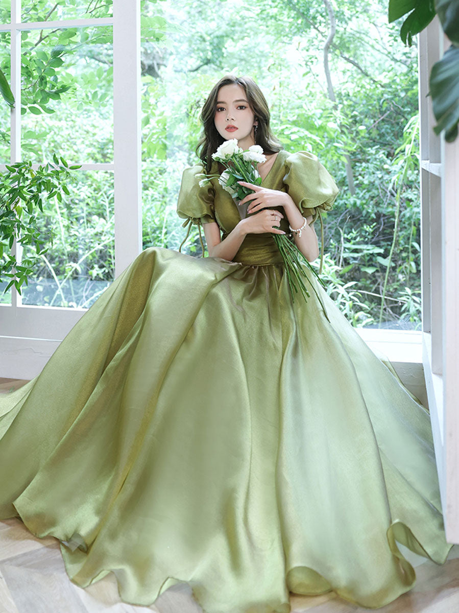 Green tulle long prom dress, green tulle long evening dress dresstby Green tulle long prom dress, green tulle long evening dress dresstby