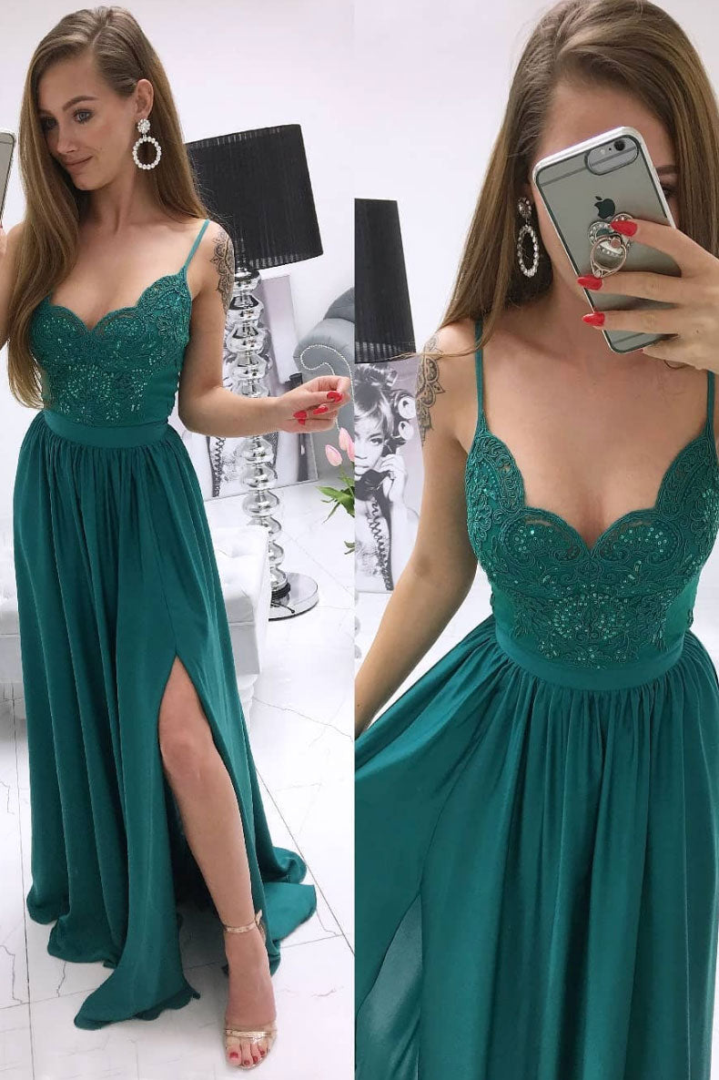 Green sweetheart lace chiffon long prom dress green evening dress dresstby Green sweetheart lace chiffon long prom dress green evening dress dresstby