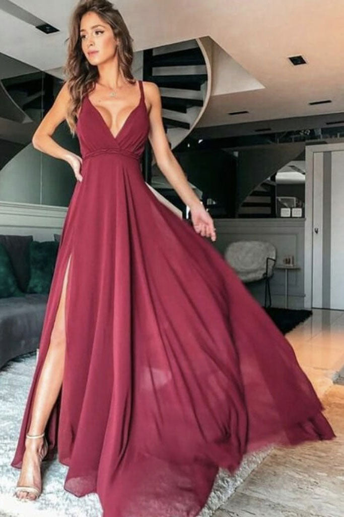 Simple v neck chiffon long prom dress chiffon bridesmaid dress dresstby Simple v neck chiffon long prom dress chiffon bridesmaid dress dresstby