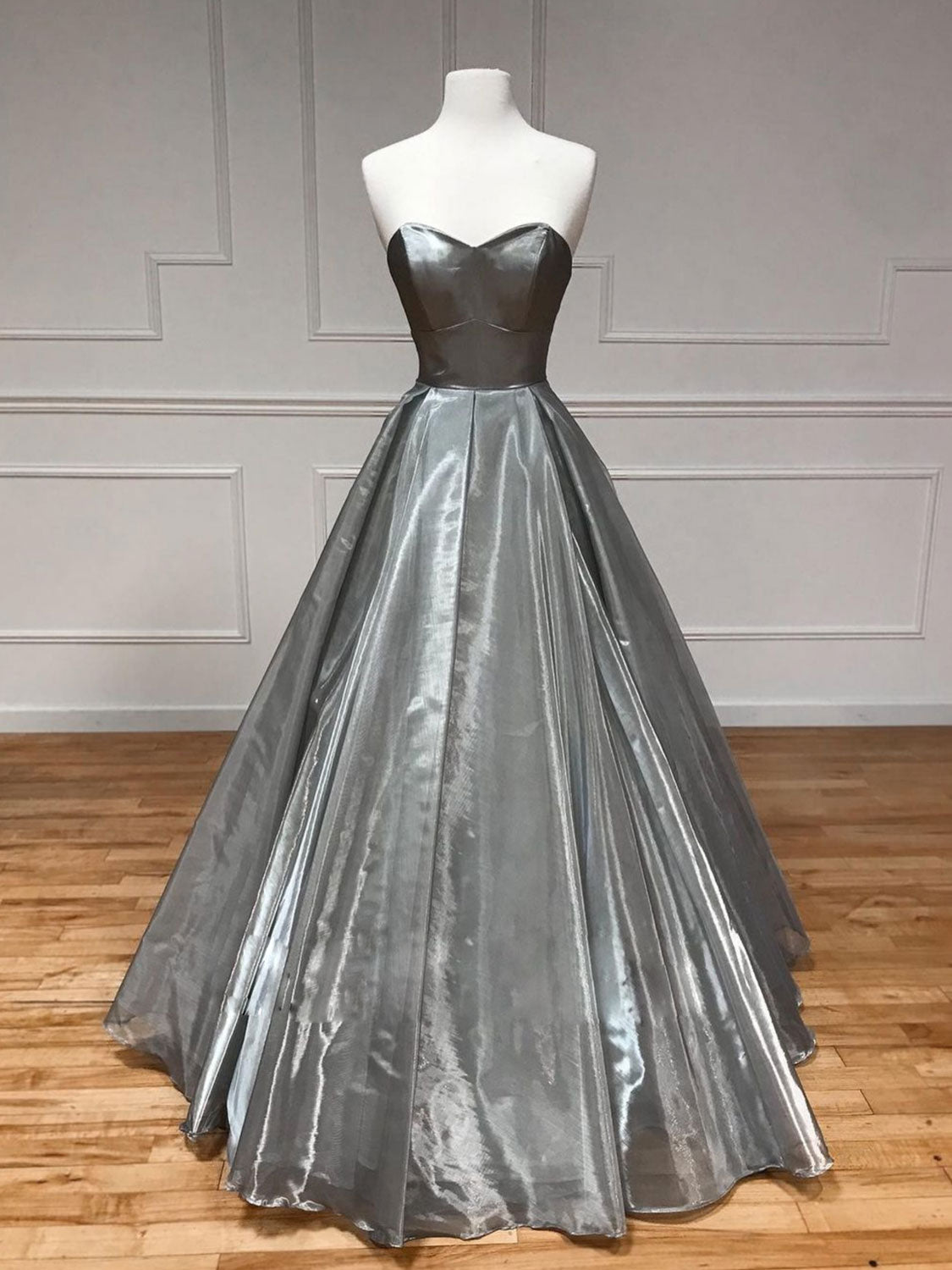 Simple sweetheart neck satin gray long prom dress gray formal party dr dresstby Simple sweetheart neck satin gray long prom dress gray formal party dr dresstby