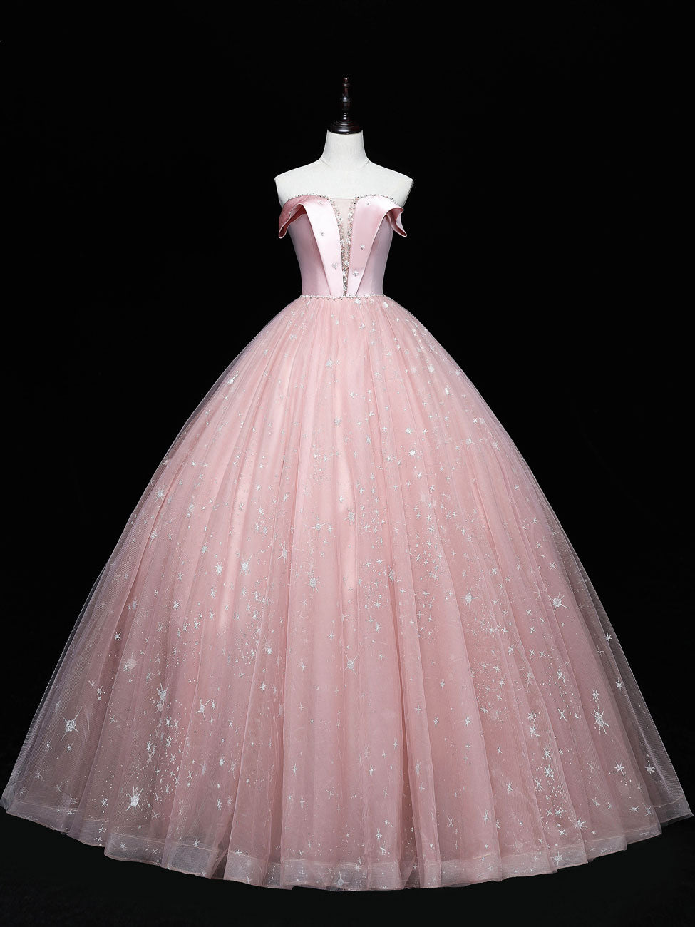 Pink Tulle Long Prom Dresses, Pink Ball Gown Sweet 16 Dress – dresstby Pink Tulle Long Prom Dresses, Pink Ball Gown Sweet 16 Dress – dresstby