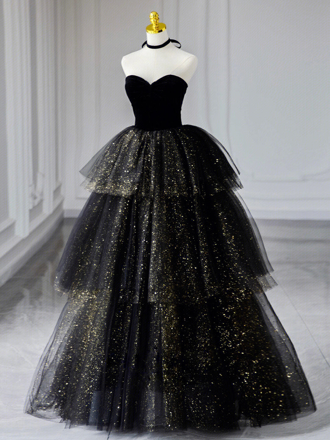 Black Sweetheart Neck Tulle Long Prom Dress, Black Formal Evening Dres dresstby Black Sweetheart Neck Tulle Long Prom Dress, Black Formal Evening Dres dresstby