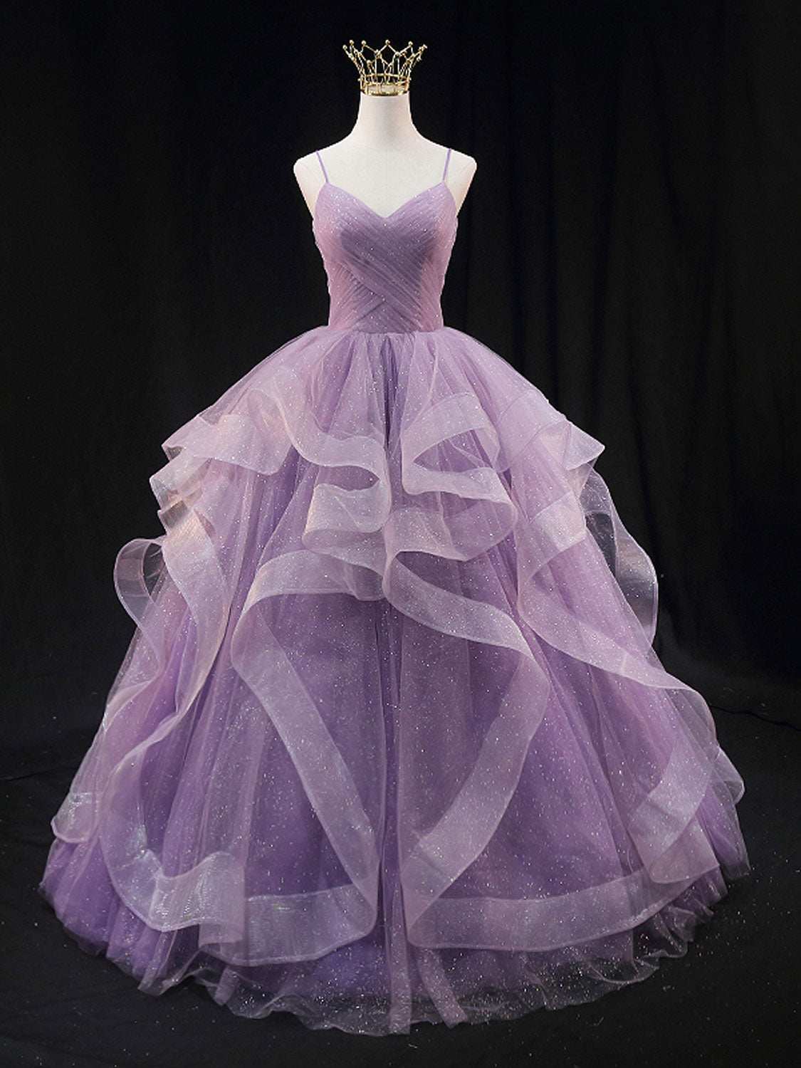 Purple v neck tulle sequin long prom dress, purple tulle formal dress dresstby Purple v neck tulle sequin long prom dress, purple tulle formal dress dresstby