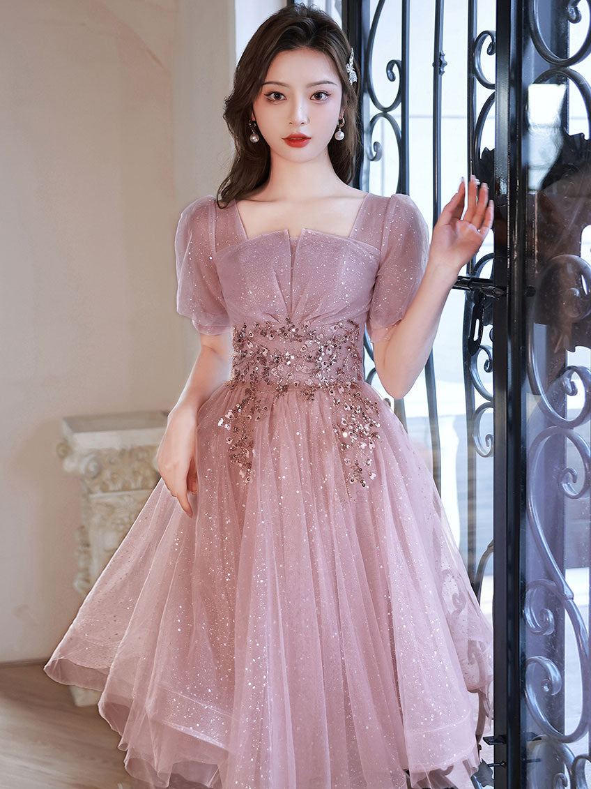 Pink tulle sequin short prom dress pink tulle formal dress dresstby Pink tulle sequin short prom dress pink tulle formal dress dresstby