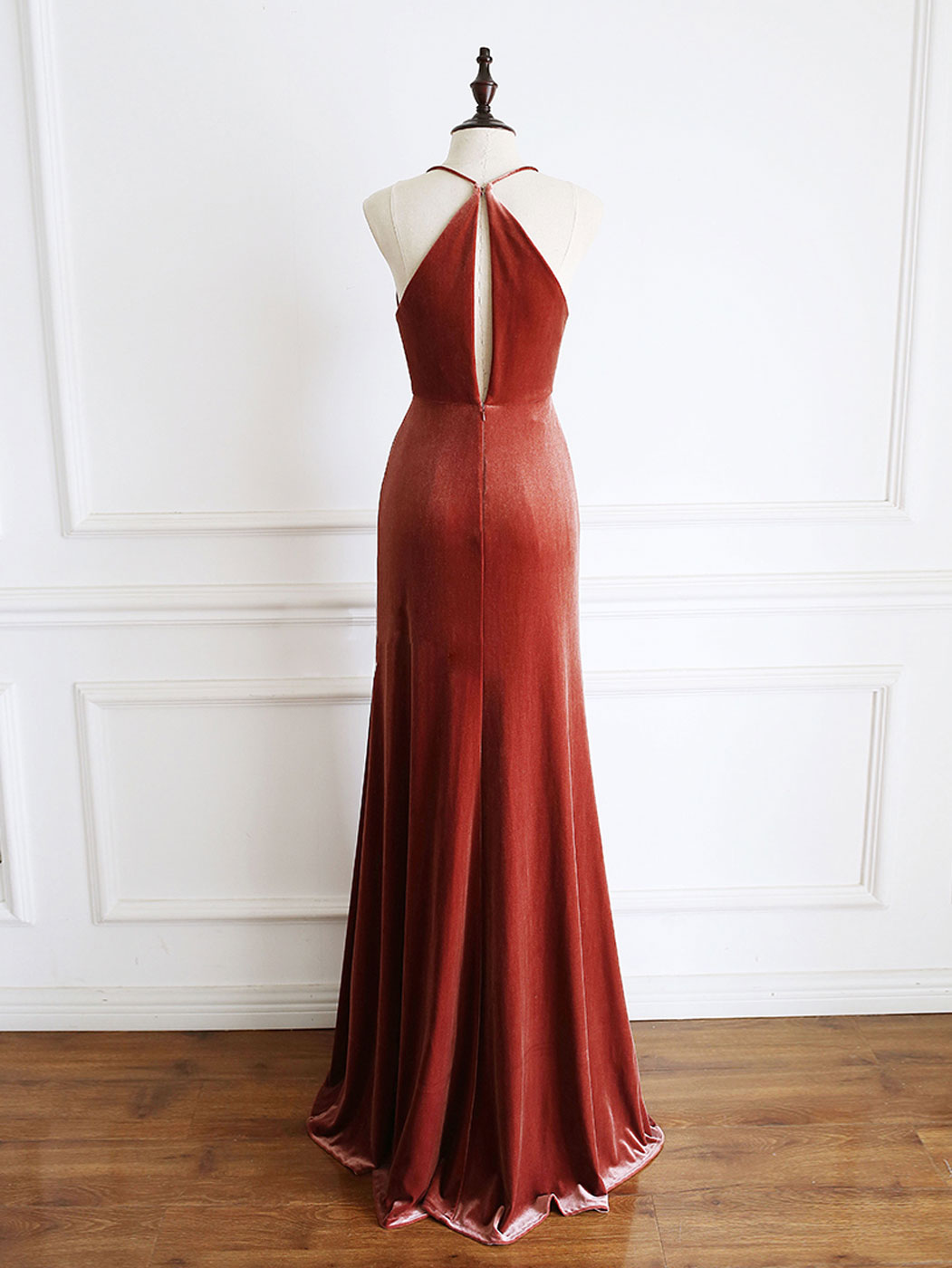 Orange V Neck Mermaid Long Prom Dress