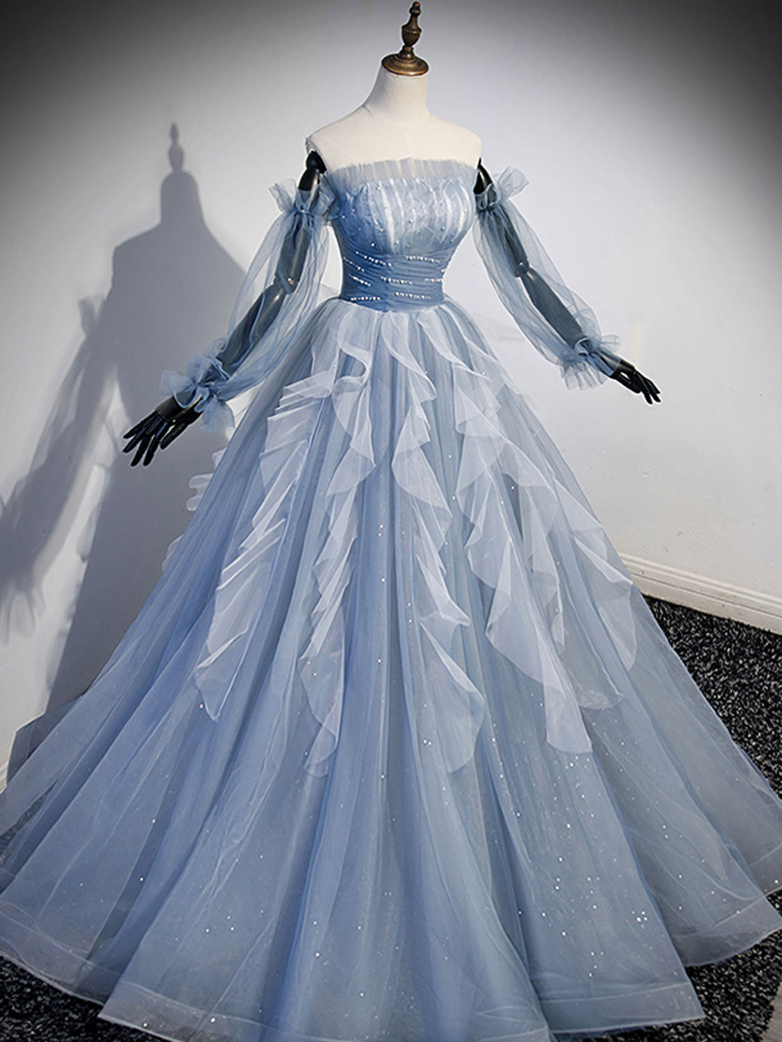 Gray Blue Formal Evening Dresses
