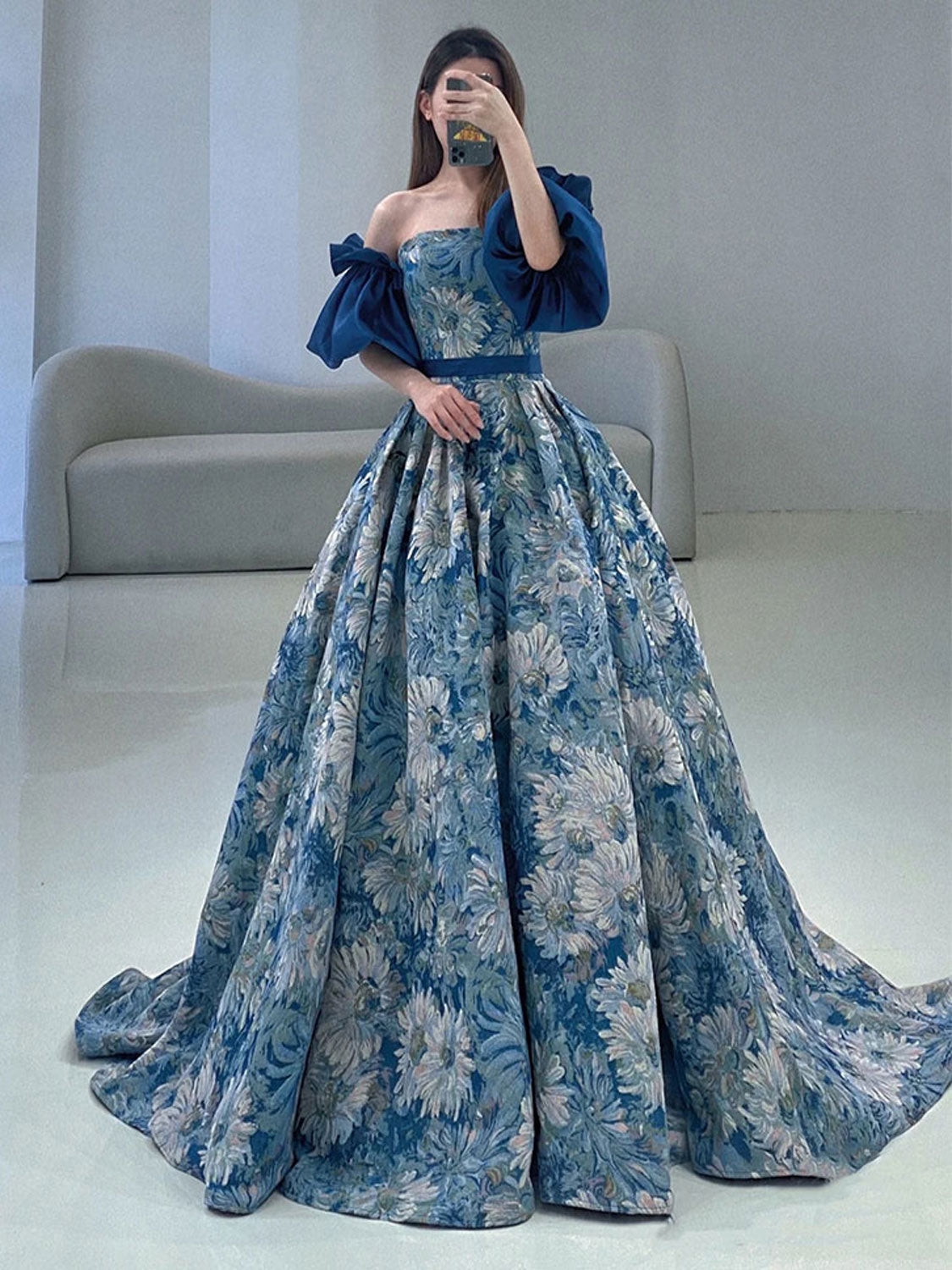 Unique A line satin long prom dress, blue evening dress dresstby Unique A line satin long prom dress, blue evening dress dresstby