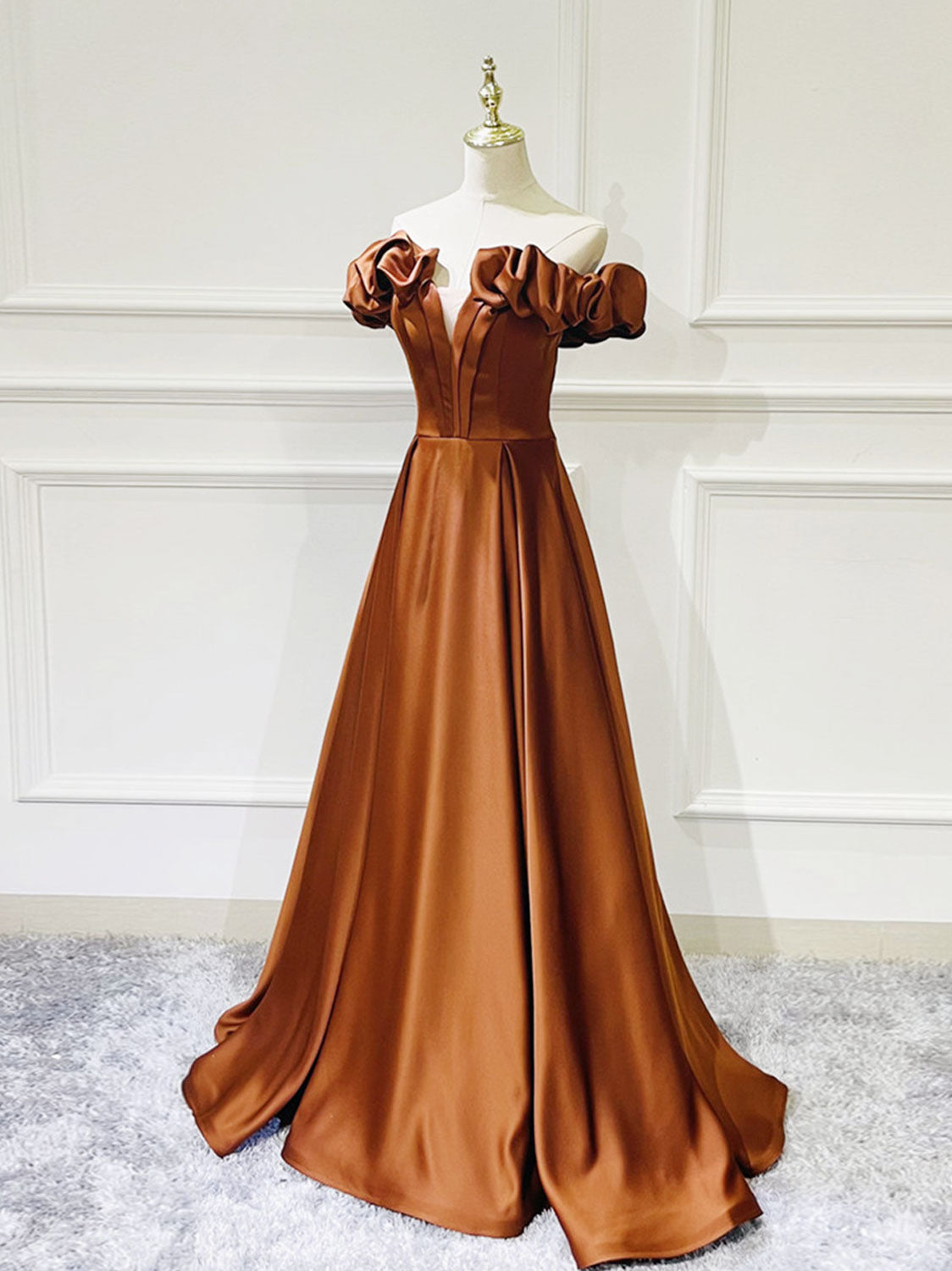 A-Line Off Shoulder Satin Long Prom Dress, Simple Evening Dresses dresstby A-Line Off Shoulder Satin Long Prom Dress, Simple Evening Dresses dresstby