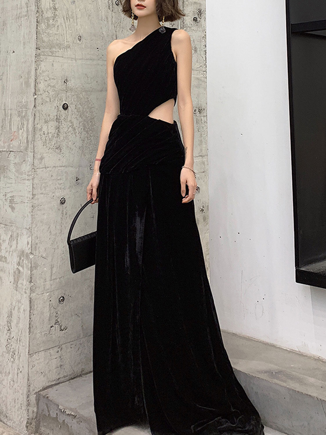 Black velvet long prom dress black velvet evening dress dresstby Black velvet long prom dress black velvet evening dress dresstby