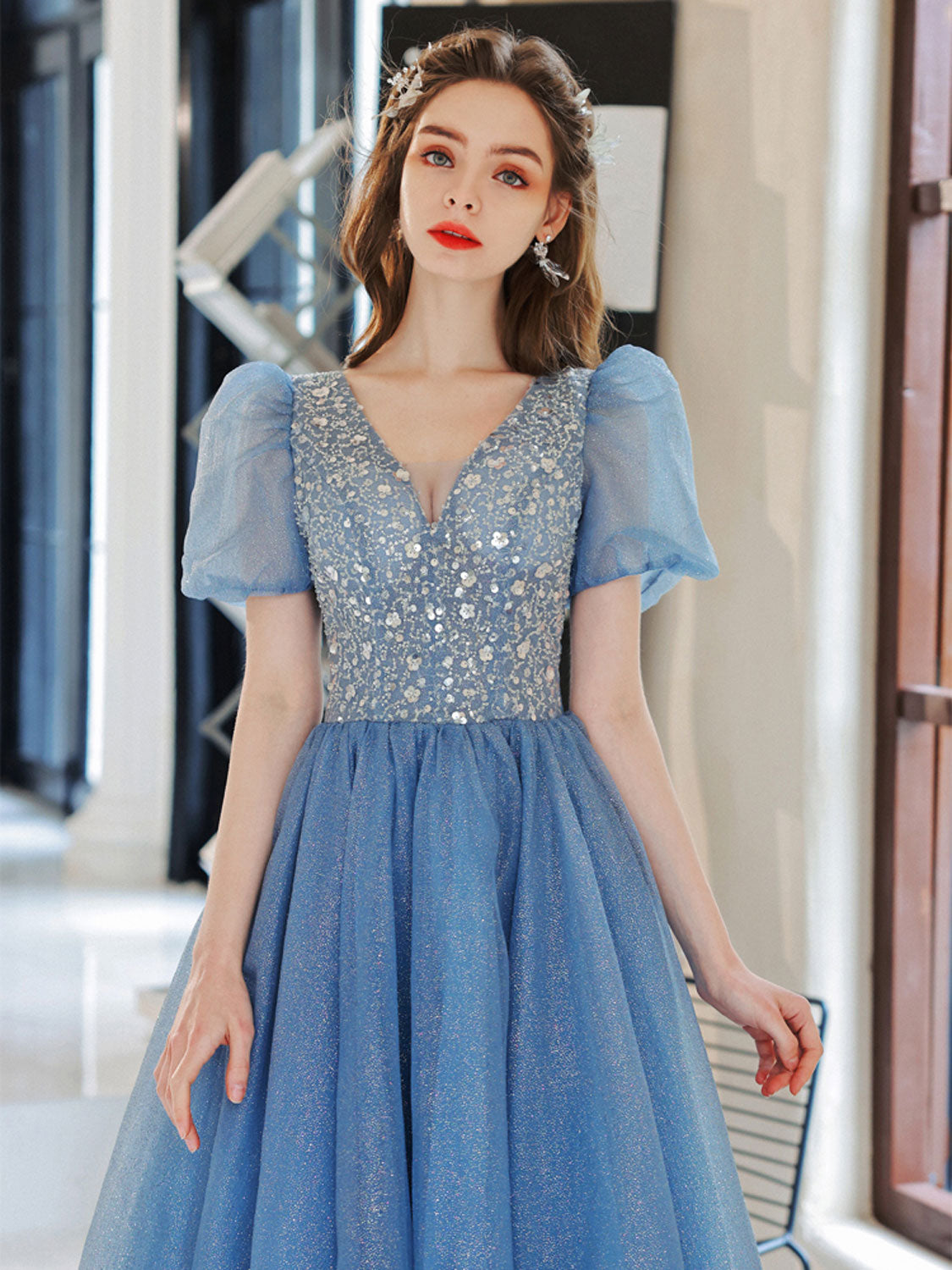 Blue Formal Evening Dress