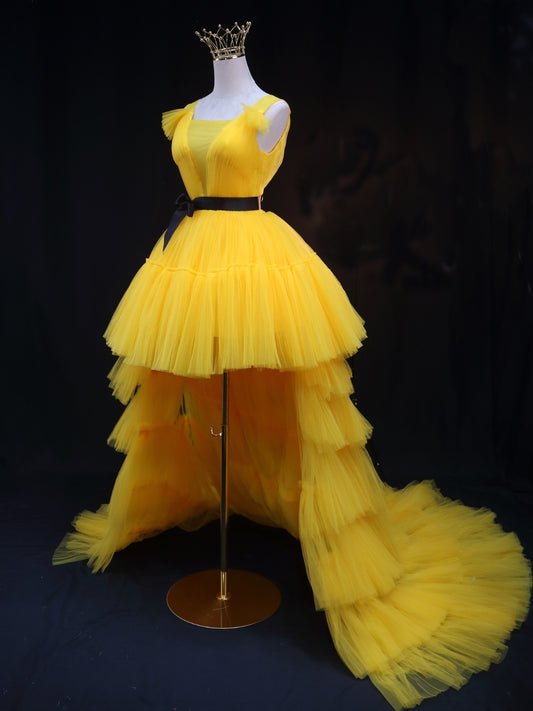 Yellow Tulle Prom Dresses