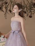 Light Purple Tulle Lace Long Prom Dresses, Purple Lace Formal Dress