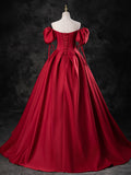 A-Line Sweetheart Neck Burgundy Long Prom Dress, Burgundy Formal Dress