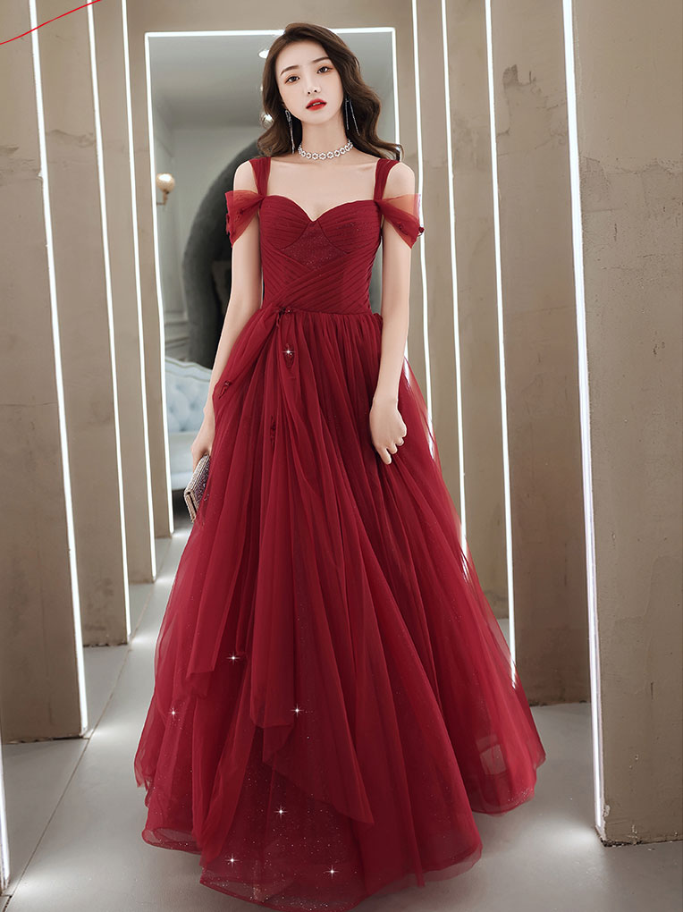 A-Line Sweetheart Neck Burgundy Long Prom Dress, Burgundy Evening Dres A-Line Sweetheart Neck Burgundy Long Prom Dress, Burgundy Evening Dres