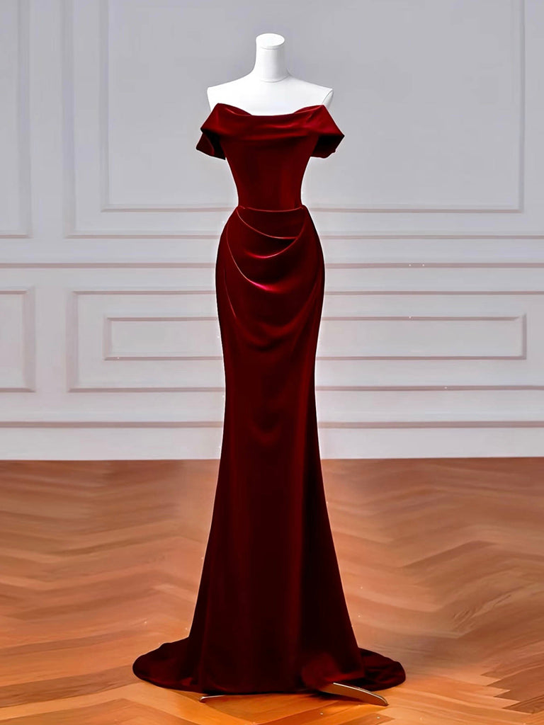 Mermaid Velvet Dark Blue Long Prom Dress, Dark Blue Long Formal Dress