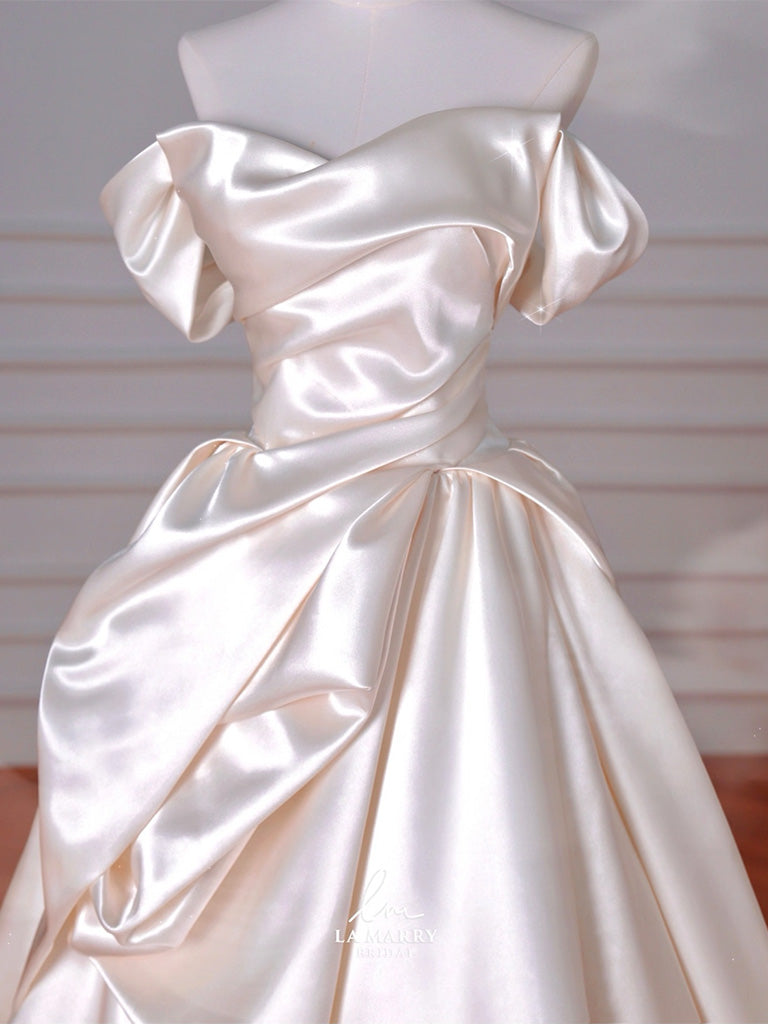 A-Line Off Shoulder Beige Long Prom Dress, Beige Long Evening Dress