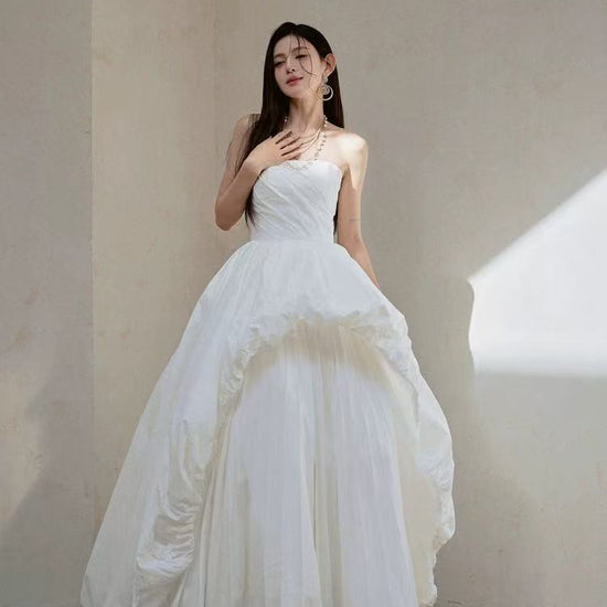Unique A-line Floor Length White Prom Dress, White Formal Dress – dresstby Unique A-line Floor Length White Prom Dress, White Formal Dress – dresstby