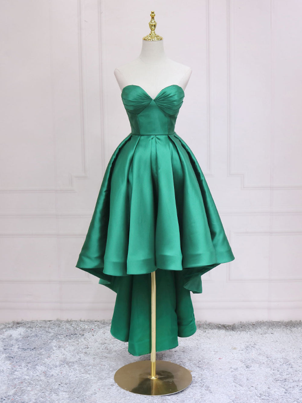 Simple Sweetheart Neck Green High Low Prom Dress, Green Homecoming Dress