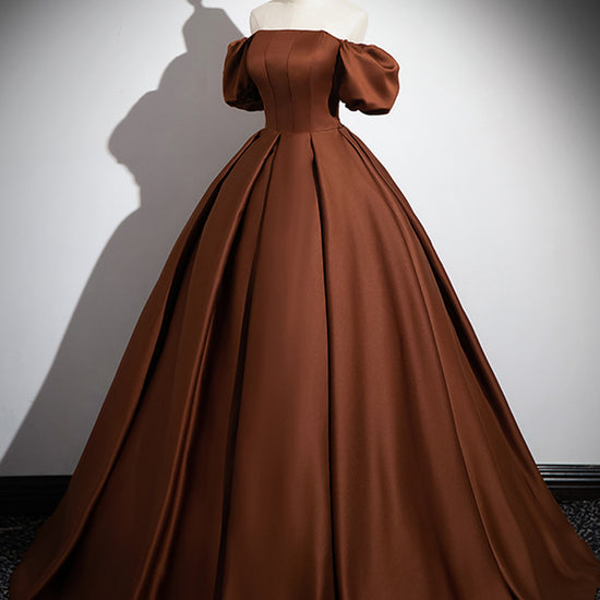 brown prom dress Simple Satin Long Dress, Brown Long Evening – dresstby pfs:label-coming back Harlem Nights Birthday Theme Bow Trend Collections Kleur:Navy