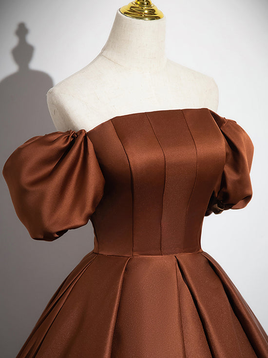 Simple Satin Brown Long Prom Dress, Brown Long Evening Dress – dresstby