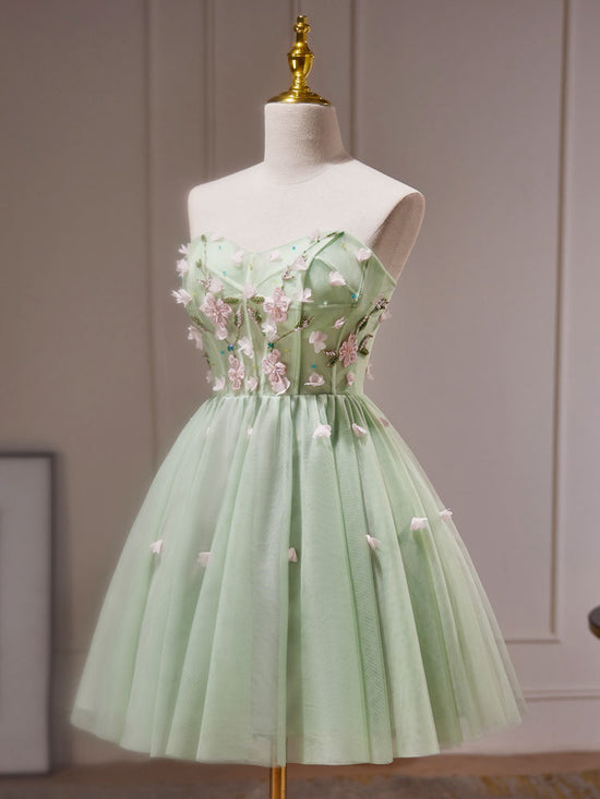 Green Sweetheart Short Evening Dress A-Line With Pockets main image 1