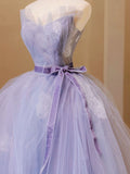 Purple Tulle Lace Long Prom Gown, Purple Formal Dress