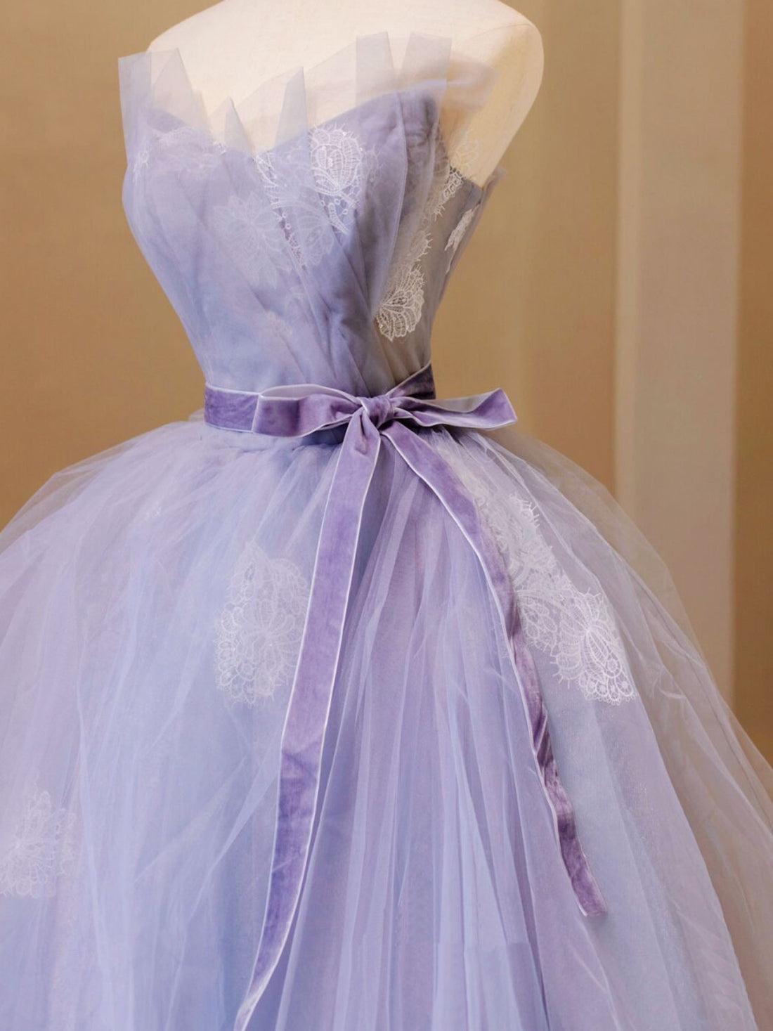 Light Purple Tulle Beaded Layers Floor Length Formal Gown, Long Purple Evening Dress Prom Dress main image 1