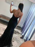 Mermaid Sweetheart Neck Tulle Lace Black Long Prom Dress, Black Evening Dress