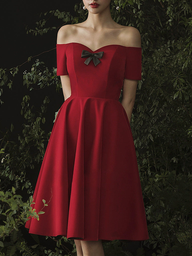 Burgundy Sweetheart Neck Short Prom Dress, Burgundy Homecoming Dress