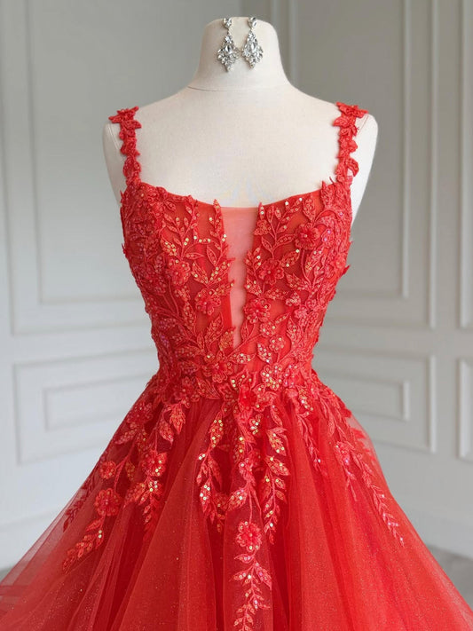 red lace prom dress Tulle Long Red Lace Formal Party Dress Custom Size / Red The Jovani 42724 halter plunge gown exudes sophistication and elegance Red Lace Prom Gowns A-Line