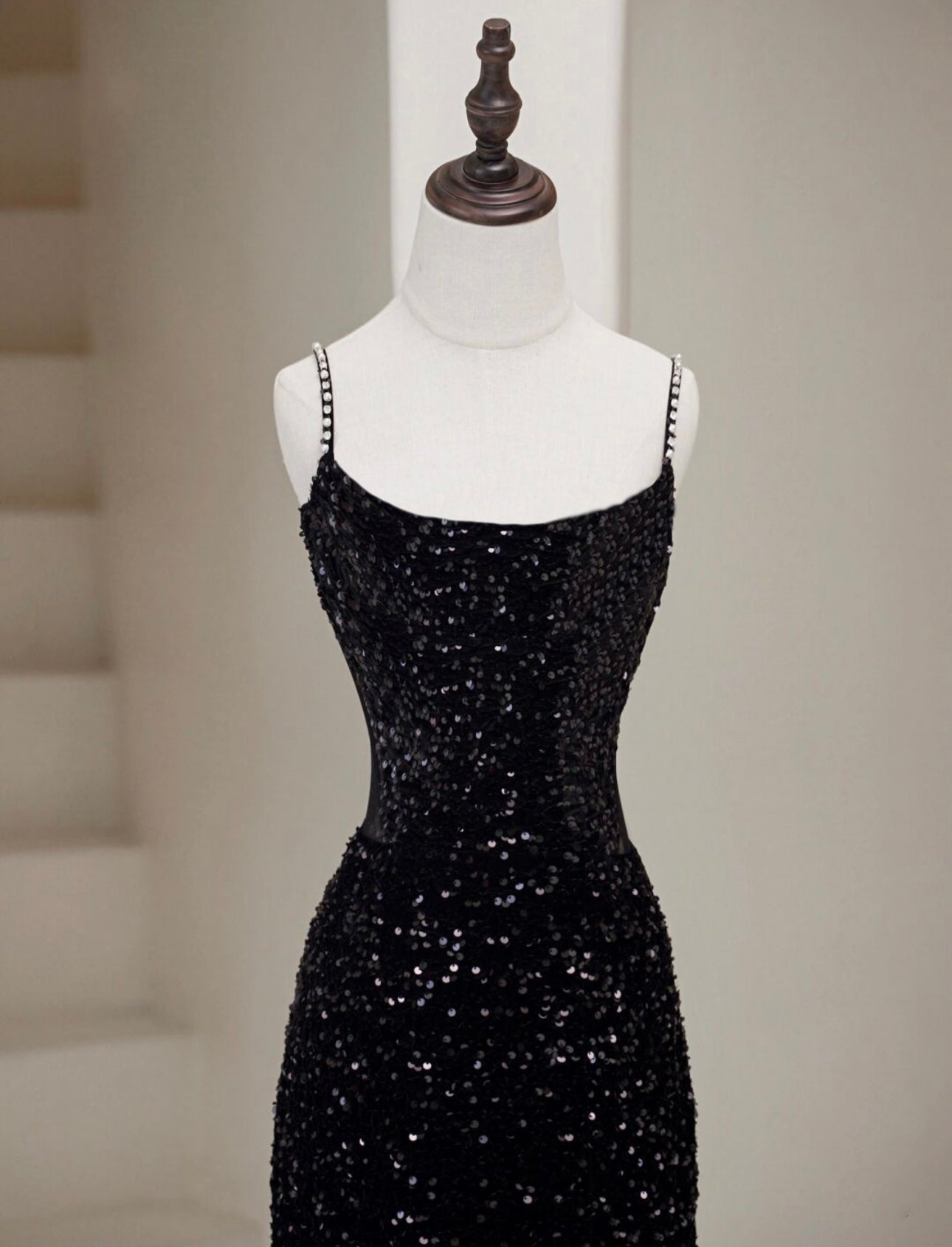 Black Mermaid Sequin Long Prom Dress, Black Formal Dress