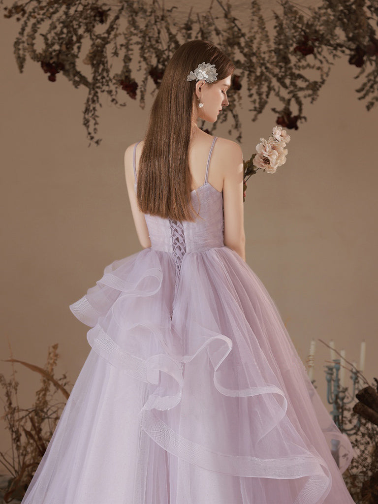 Purple Tulle Long Prom Dress, Purple Tulle Formal Dress