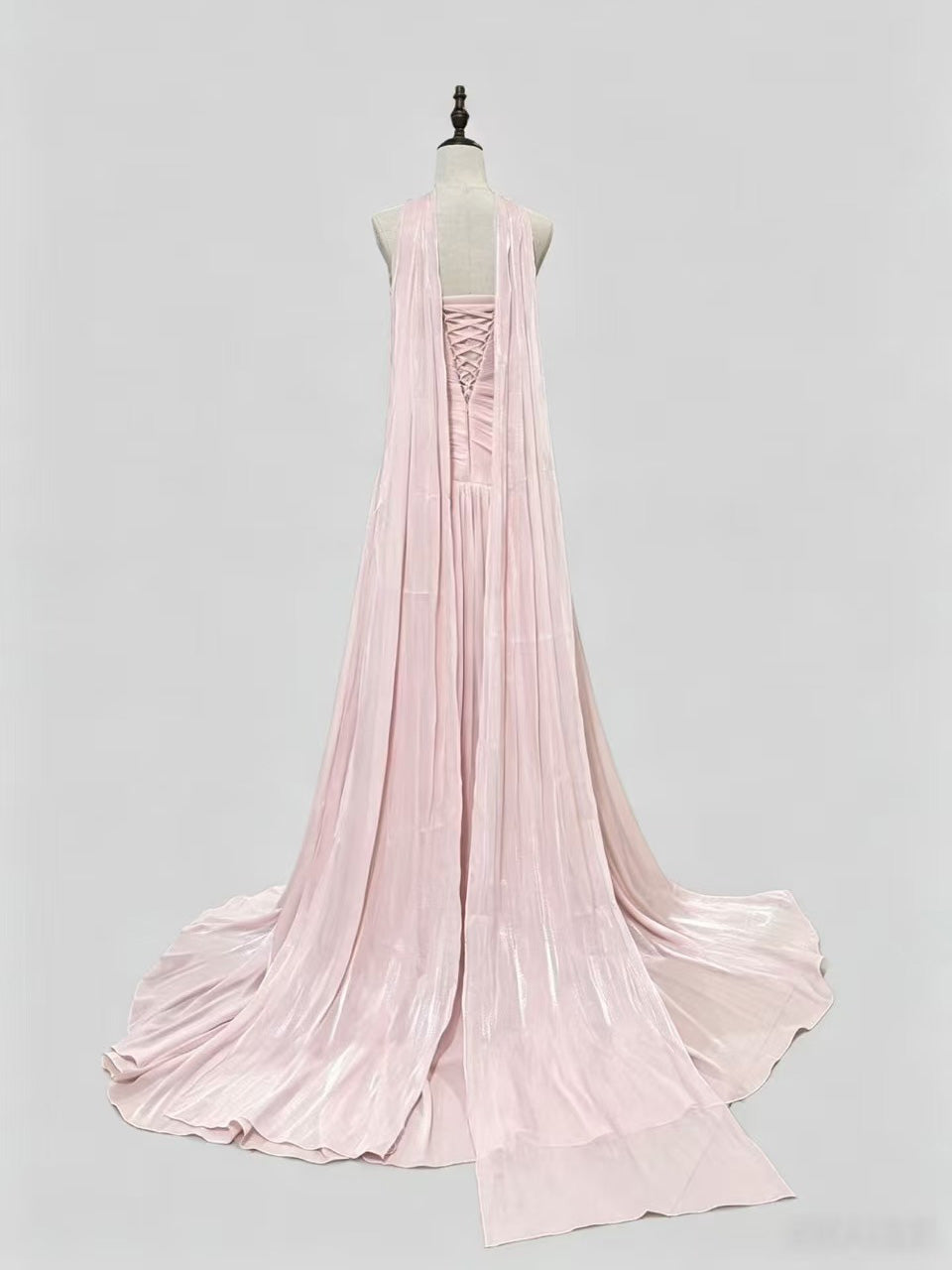 A-Line Sweep Train Pink Long Prom Dress, Pink Evening Dress