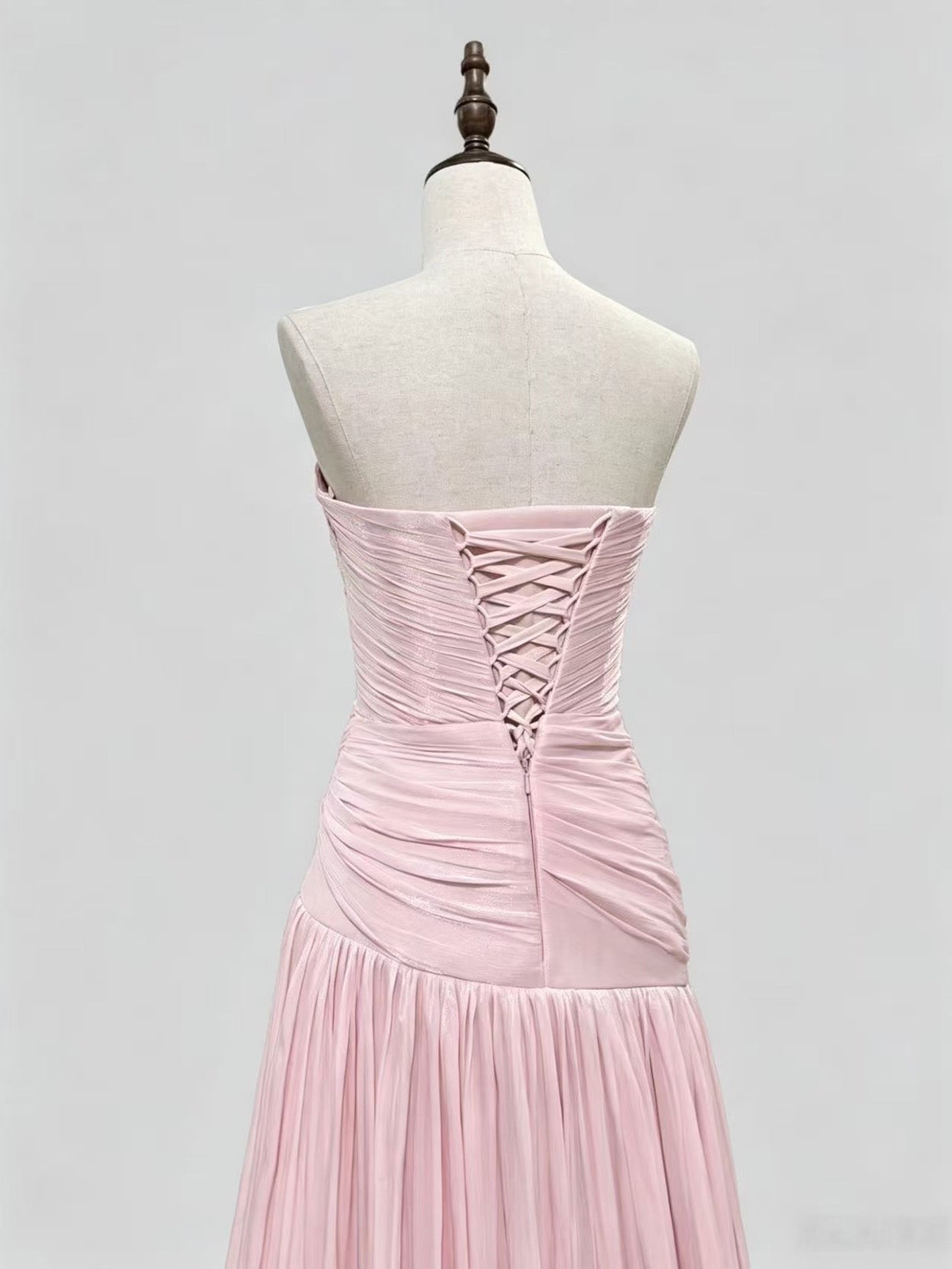 A-Line Sweep Train Pink Long Prom Dress, Pink Evening Dress