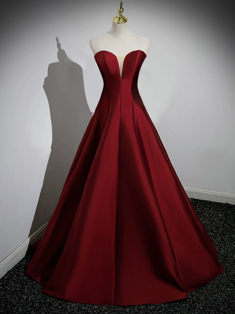 A Line Puff Sleeves Satin Burgundy Long Prom Dress Burgundy Long Form a-line-puff-sleeves-satin-burgundy-long-prom-dress-burgundy-long-form