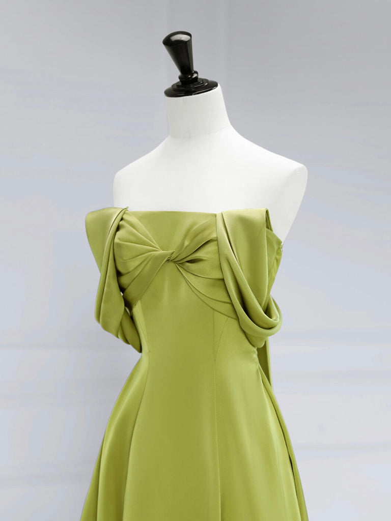A-Line Off Shoulder Satin Green Long Prom Dress, Green Long Formal Dre dresstby A-Line Off Shoulder Satin Green Long Prom Dress, Green Long Formal Dre dresstby