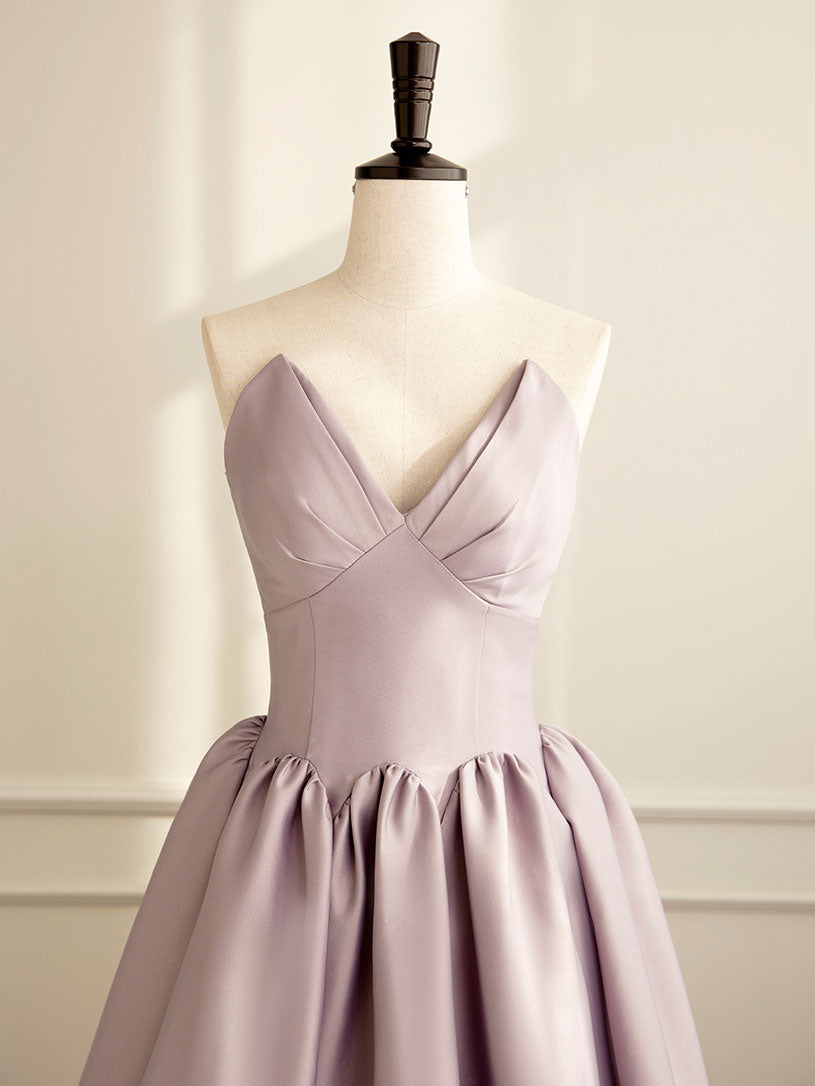 Simple  A-line Satin Pink Long Prom Dress, Formal Bridesmaid Dress