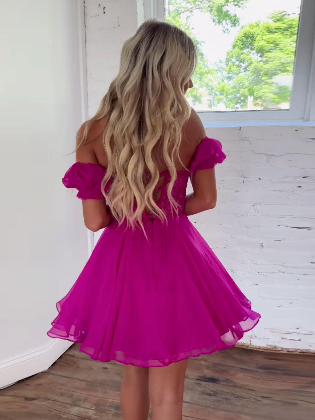 A-line Off Shoulder Short Prom Dress, Cute Homecoming Dresses