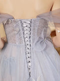 A-Line Sweetheart Neck Tulle Long Prom Dress, Purple Formal Dress