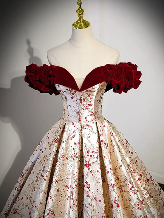 Champagne Long Prom Dress with Embroidery main image 1