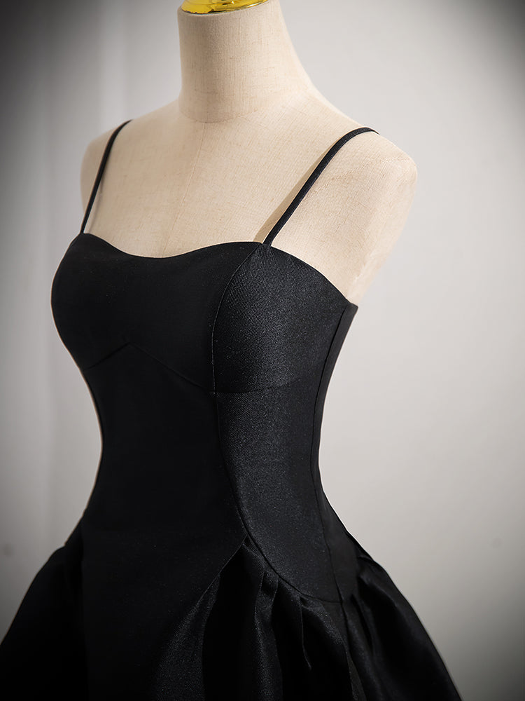 Black A-Line Satin Short Prom Dress, Black Homecoming Dress dresstby Black A-Line Satin Short Prom Dress, Black Homecoming Dress dresstby
