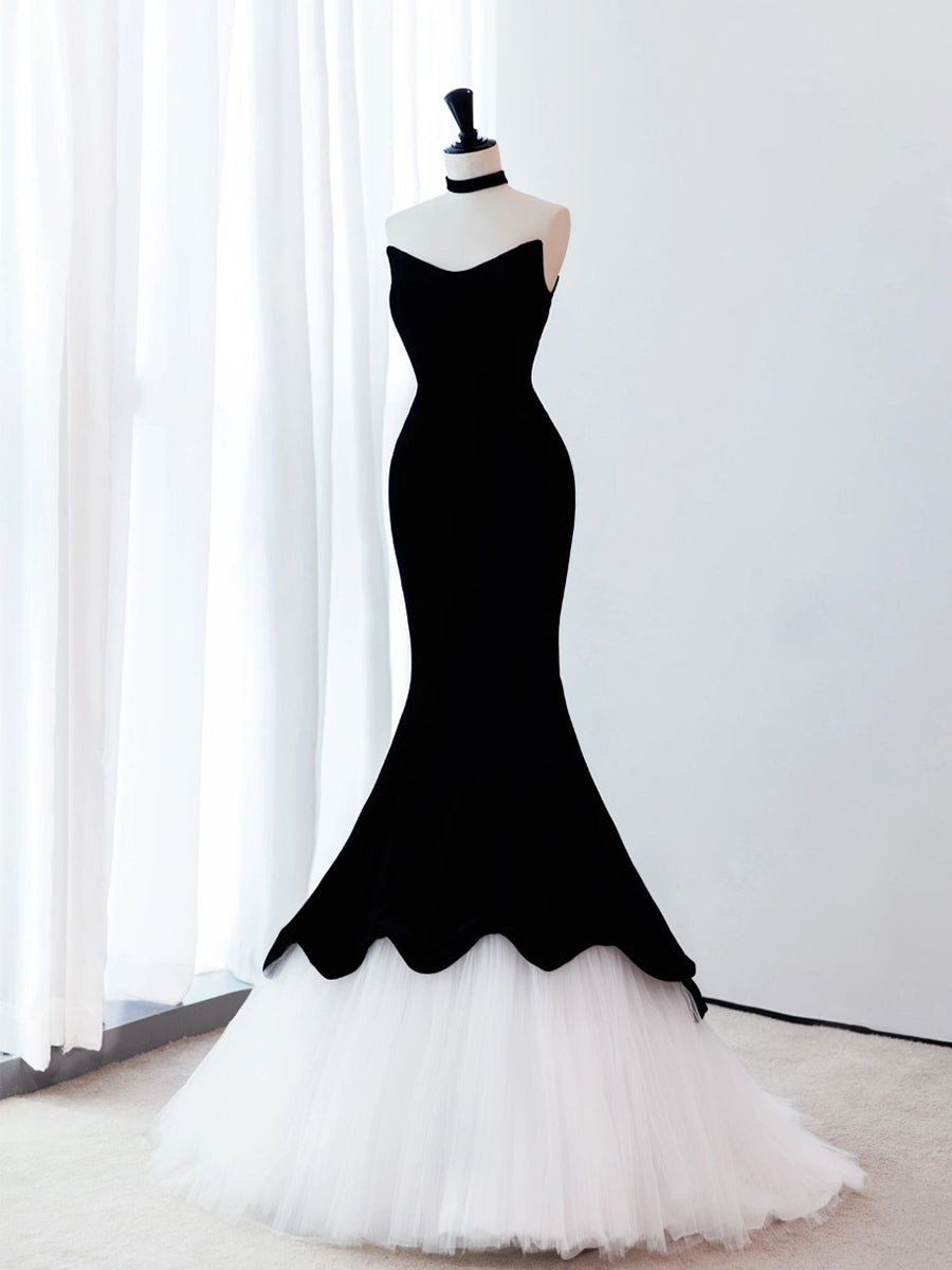 Mermaid Velvet Black Long Prom Dress, Black Long Formal Dress – dresstby