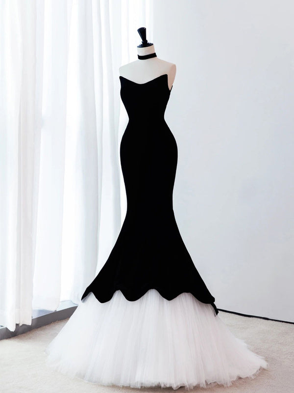 Mermaid Velvet Black Long Prom Dress, Black Long Formal Dress