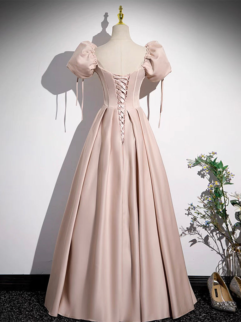 Simple Champagne Pink Satin Long Prom Dress, Champagne Pink Long Forma dresstby Simple Champagne Pink Satin Long Prom Dress, Champagne Pink Long Forma dresstby